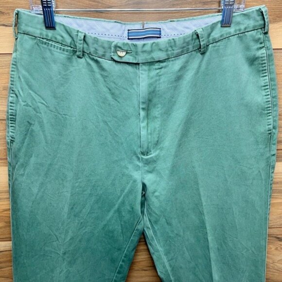 Peter Millar Mens Green Pima Cotton Flat Front Chino Pants*Size 34*EUC - Picture 2 of 13